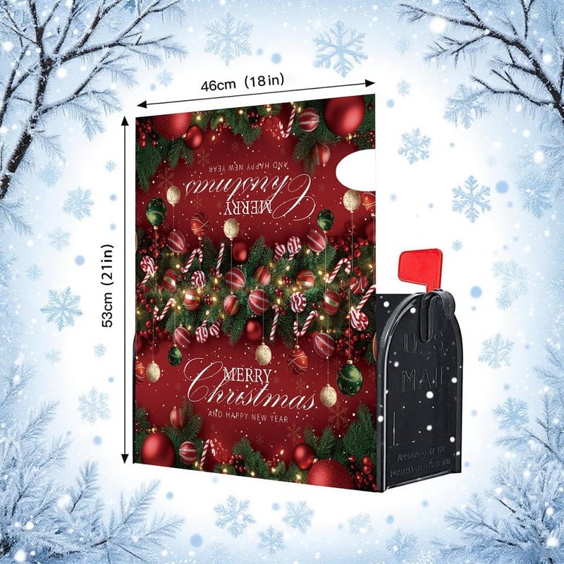 VBXNT Winter Christmas Tree-Themed Mailbox Cover, Magnetic Waterproof Mailbox Wrap 18x21 Inch Standard Size, Snow Oxford Cloth Mailbox Decoration for Christmas, Thanksgiving, Winter Outdoor Garden(MC6) - Image 3